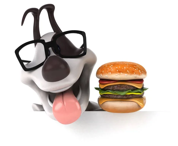 Lustige Cartoon Figur Mit Hamburger Illustration — Stockfoto