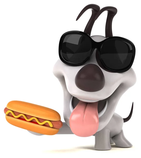 Personagem Desenho Animado Engraçado Com Cachorro Quente Ilustração — Fotografia de Stock