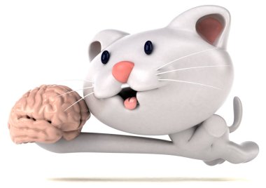 Komik çizgi film karakteri ile beyin - 3d çizim