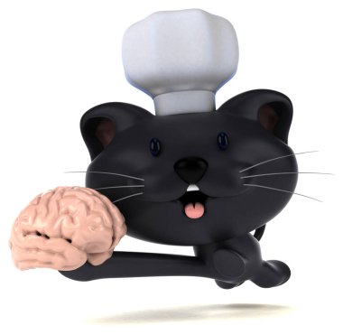 Komik çizgi film karakteri ile beyin - 3d çizim