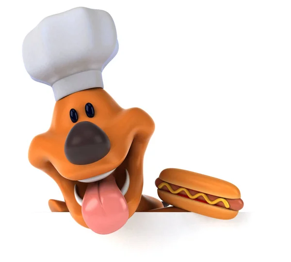 Divertente Personaggio Dei Cartoni Animati Con Hotdog Illustrazione — Foto Stock