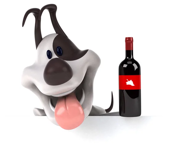 Personaggio Dei Cartoni Animati Divertente Con Vino Illustrazione — Foto Stock