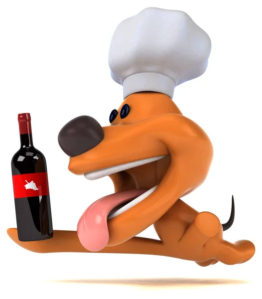 Lustige Cartoon Figur Mit Wein Illustration — Stockfoto