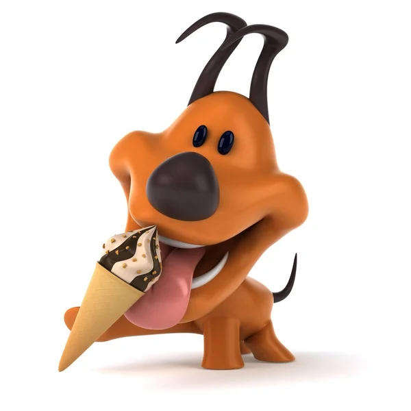 Fun dog  with ice cream - 3D Illustration