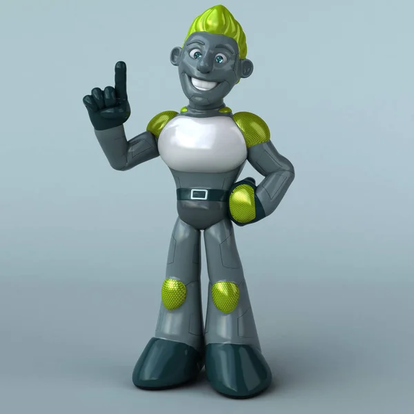 Personaje Divertido Robot Verde Ilustración —  Fotos de Stock