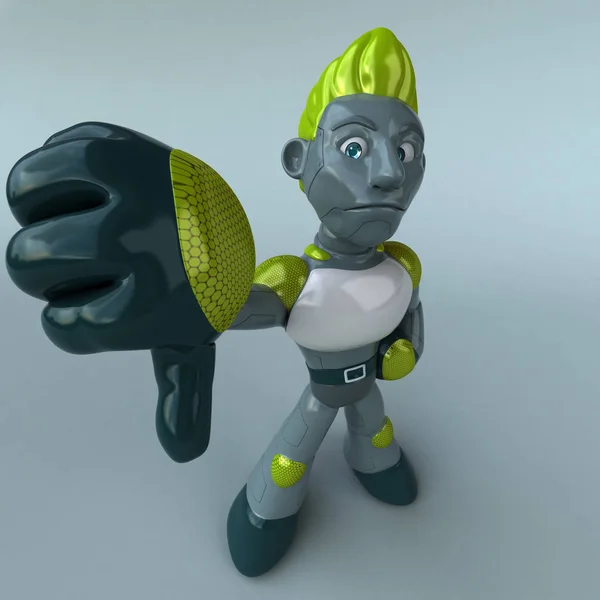 Personaje Divertido Robot Verde Ilustración — Foto de Stock
