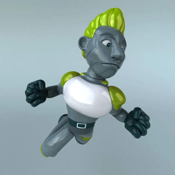 Personagem Robô Verde Divertido Ilustração — Fotografia de Stock