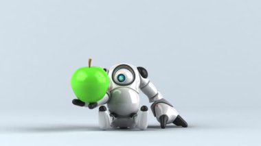 robot Apple - 3d animasyon holding 
