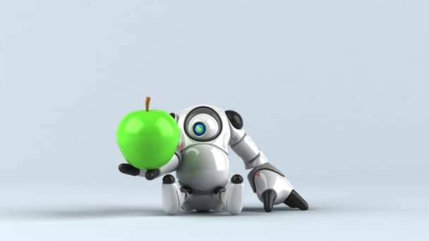 Robot Holding Apple Animație — Videoclip de stoc