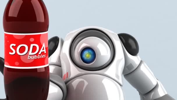 Robot Trzyma Animacji Soda — Wideo stockowe