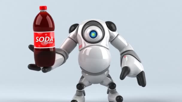 Roboter Som Holder Soda Animasjon – stockvideo