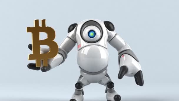 Rolig Tecknad Figur Med Bitcoin Animation — Stockvideo