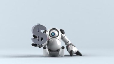 Dolar işareti - 3d animasyon ile eğlenceli çizgi film karakteri 