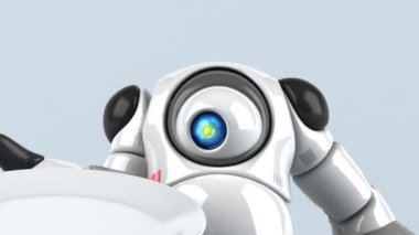 robot holding  plate  - 3D animation 
