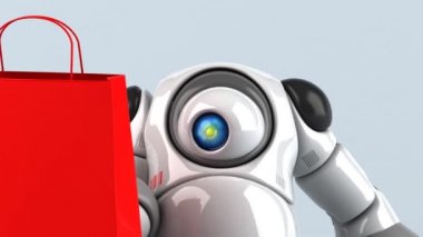 Komik çizgi film karakteri ile çanta - 3d animasyon 