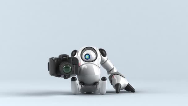 Robot Holding Camera Animation — Stock Video