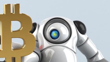 Bitcoin - 3d animasyon ile eğlenceli çizgi film karakteri 