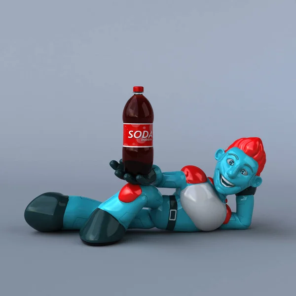 Rolig Tecknad Karaktär Med Soda Illustration — Stockfoto