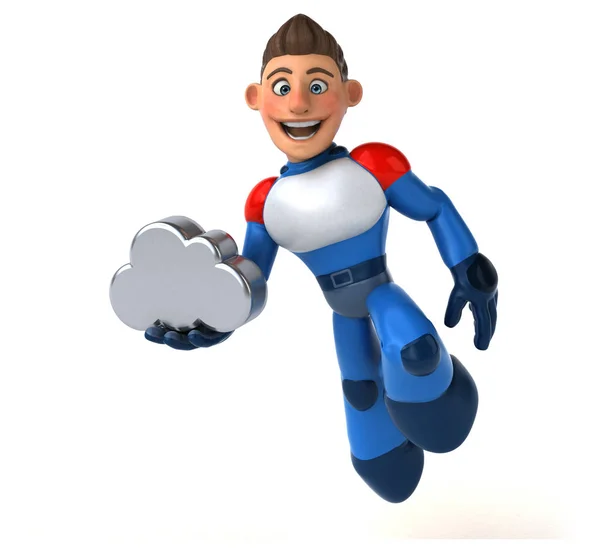 Personagem Desenho Animado Engraçado Com Nuvem Ilustração — Fotografia de Stock