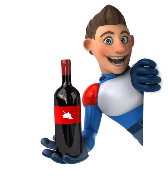 Personagem Desenho Animado Engraçado Com Vinho Ilustração — Fotografia de Stock