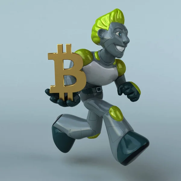 Lustige Comicfigur Mit Bitcoin Illustration — Stockfoto