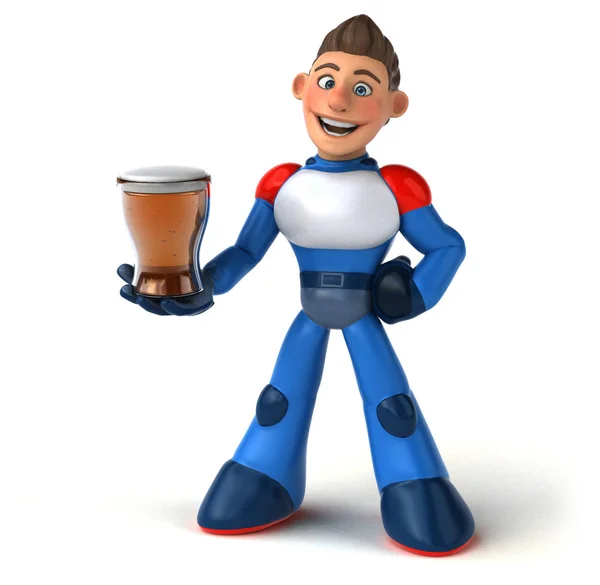 Lustige Cartoon Figur Mit Bier Illustration — Stockfoto