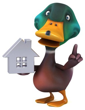 Komik karikatür karakter huse ile - 3d çizim