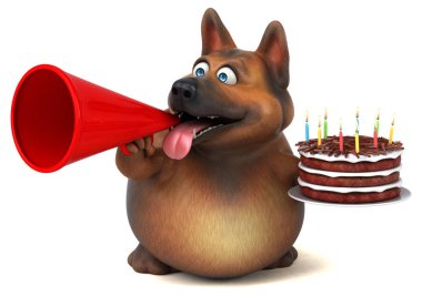 Komik çizgi film karakteri ile kek - 3d çizim