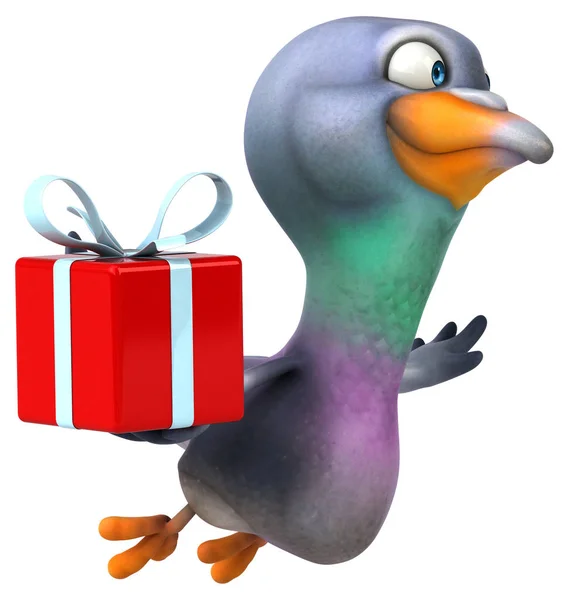 Fun Cartoon Character Gift Illustration — Stock Photo, Image