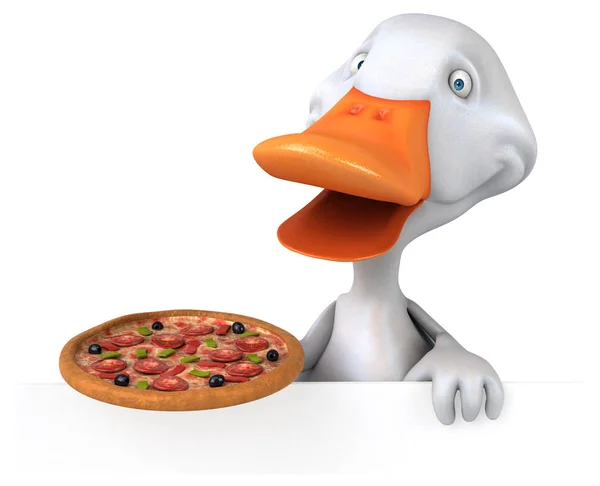 Funny Cartoon Character Pizza Illustration — Stock Photo, Image