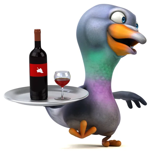 Lustige Cartoon Figur Mit Wein Illustration — Stockfoto