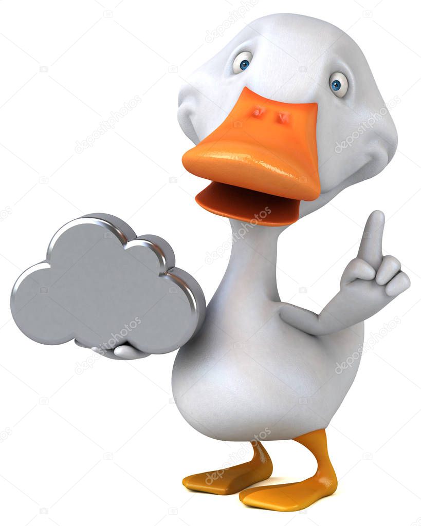 Funny cartoon character with cloud - 3D Illustration