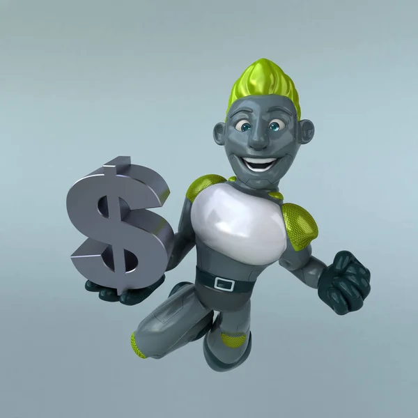 Personagem Desenho Animado Engraçado Com Dólar Ilustração — Fotografia de Stock