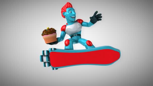 Amusant Personnage Dessin Animé Avec Cupcake Animation — Video