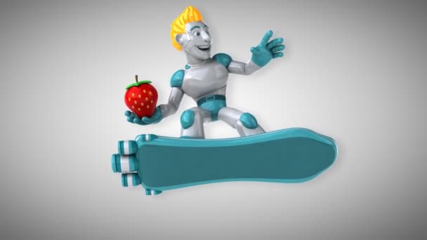 Fun Cartoon Character Strawberry Animation — Stock Video