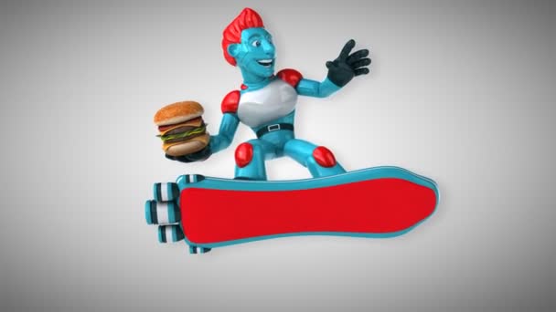 Fun Cartoon Character Hamburger Animation — Stock Video