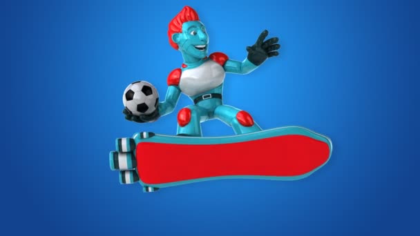 Lustige Cartoon Figur Mit Ball Animation — Stockvideo