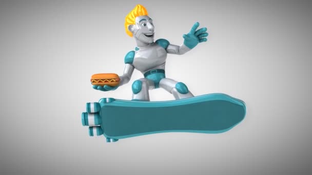 Robot Holding Hotdog Animation — Stock Video