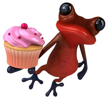 Cupcake - 3d çizim ile eğlenceli çizgi film karakteri