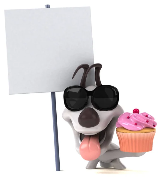 Personagem Desenho Animado Divertido Com Cupcake Ilustração — Fotografia de Stock