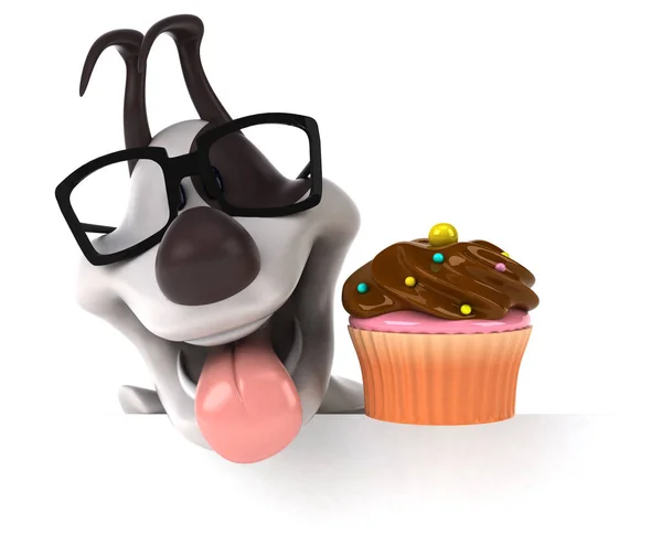 Fun Tegneseriefigur Med Cupcake Illustrasjon – stockfoto