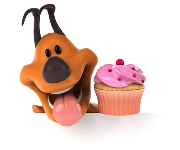 Divertido Personaje Dibujos Animados Con Cupcake Ilustración —  Fotos de Stock