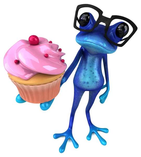 Spaß Cartoon Figur Mit Cupcake Illustration — Stockfoto