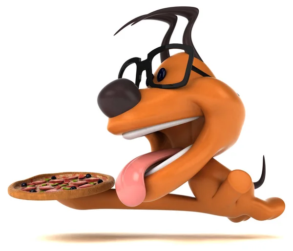 Spaß Cartoon Figur Mit Pizza Illustration — Stockfoto