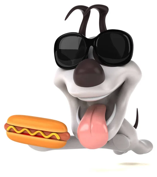 Amusant Personnage Dessin Animé Avec Hotdog Illustration — Photo