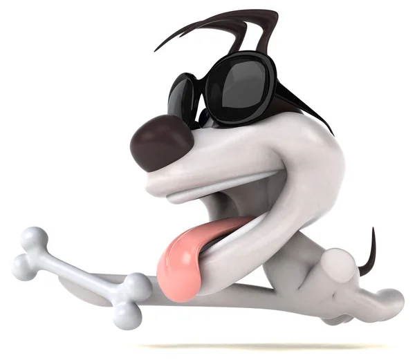 Cão Divertido Com Osso Ilustração — Fotografia de Stock
