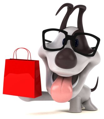 Eğlenceli çizgi film karakteri ile çanta - 3d çizim