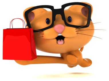 Eğlenceli çizgi film karakteri ile çanta - 3d çizim