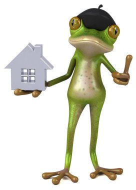 Eğlenceli çizgi film karakteri ile ev - 3d çizim