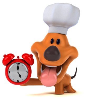 Eğlenceli çizgi film karakteri ile saat - 3d çizim